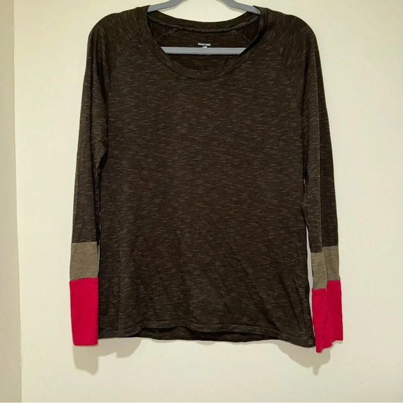 Horny Toad Tops - Women’s Horny Toad Brand Brown and Pink Long Sleeve Scoop Neck Neutral Top SizeS